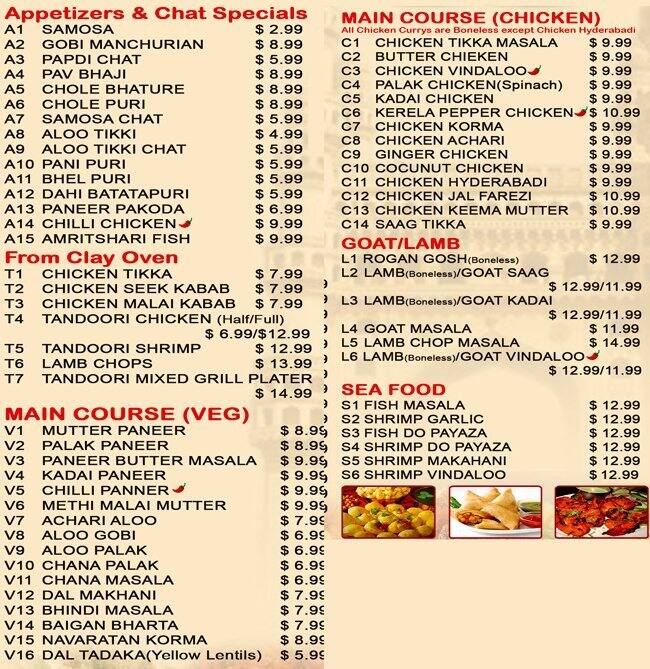 Menu at Hyderabadi Biryani & Chat restaurant, New York City