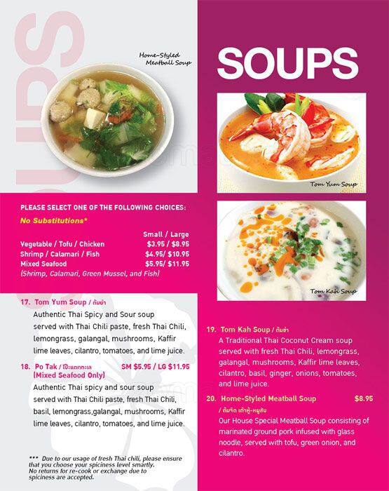 Menu At Chaba Thai Kitchen Restaurant San Diego