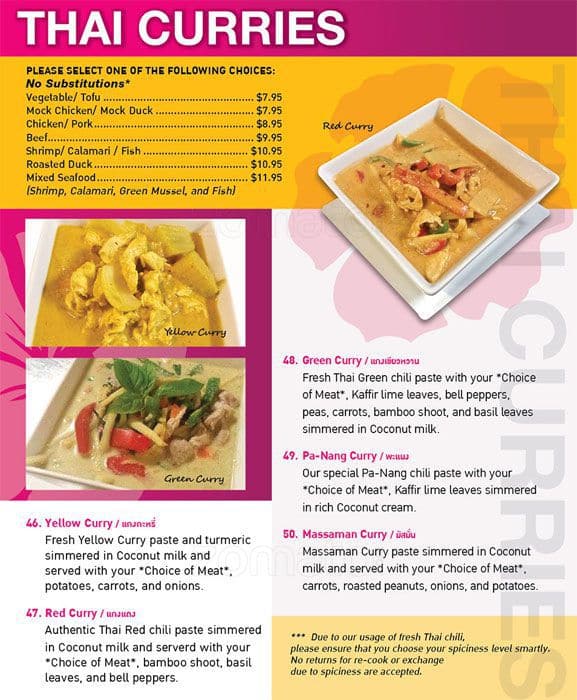 Menu At Chaba Thai Kitchen Restaurant San Diego