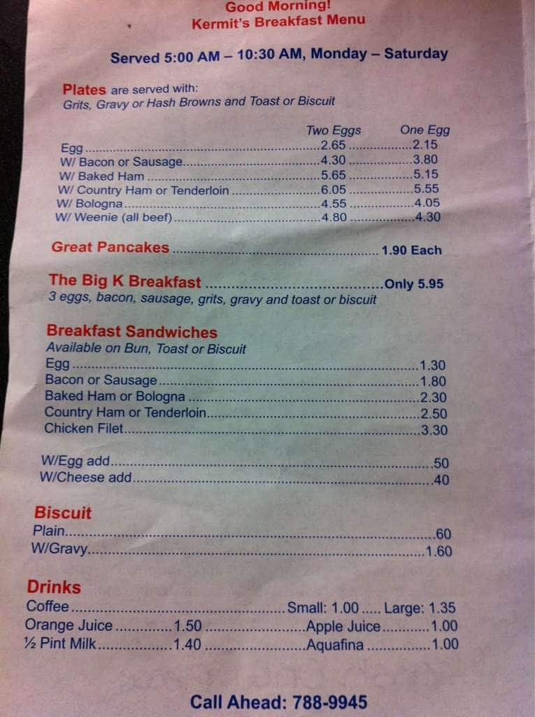 Menu At Kermit s Hot Dog House Restaurant Winston Salem menu-at-kermit-s-hot-dog-house-restaurant-winston-salem