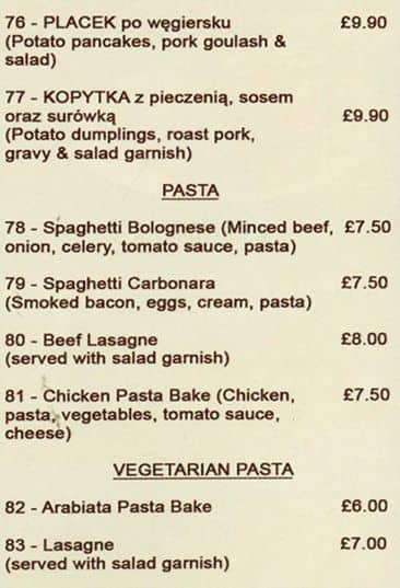 Menu at Gosia's Cafe and Deli, Teddington