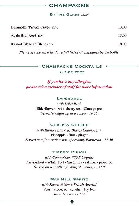 The Ivy Menu Menu For The Ivy Covent Garden London