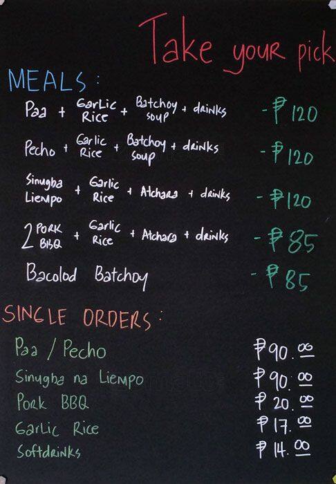 Boss Chief's Inasal menu