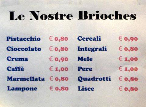 Menu di Panificio Potenza 