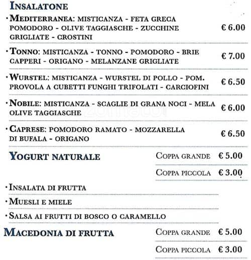 Menu di RUCOLA 