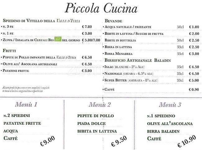Menu di RUCOLA 