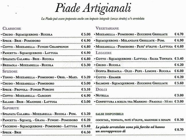 Menu di RUCOLA 