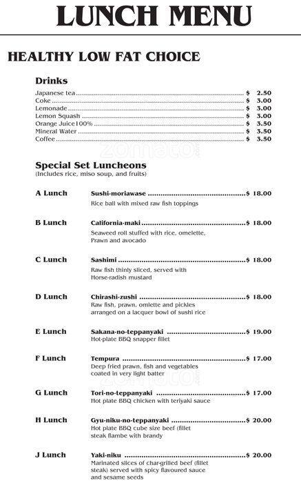 Yoshiya menu