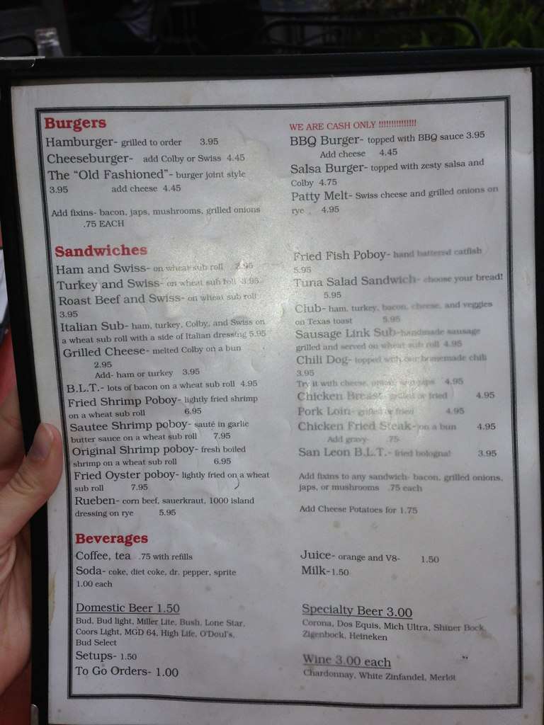 Menu at Gilhooley's Restaurant, San Leon