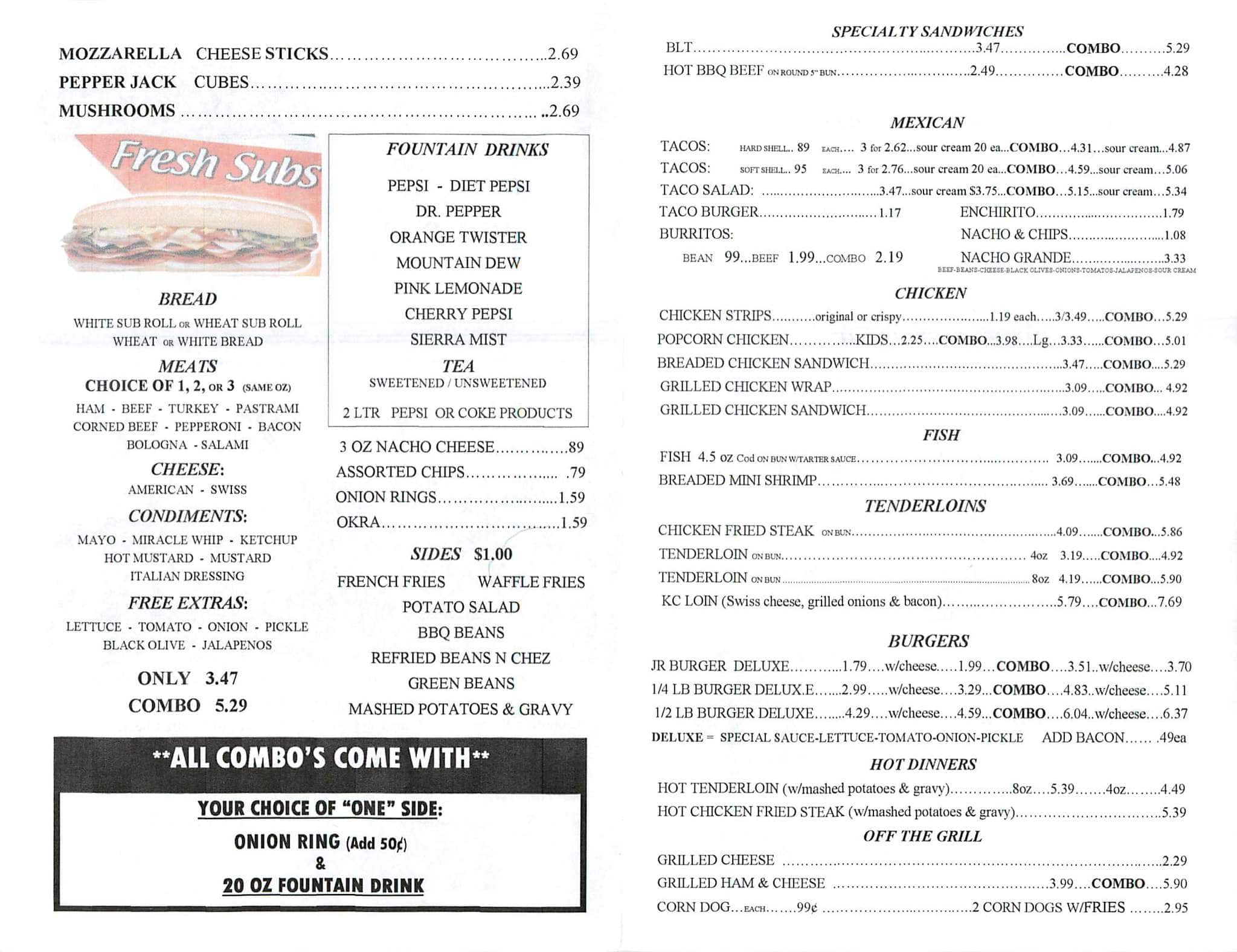 Menu at Trimble DeliPizzaVideo pizzeria, Trimble