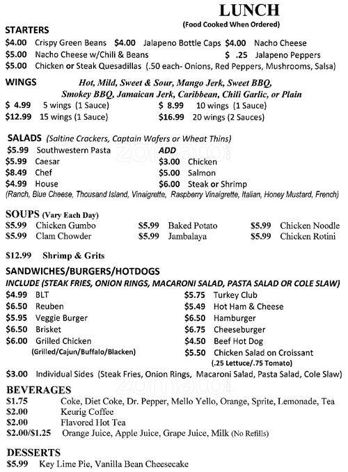 Menu at Red Heron Cafe, Williamston