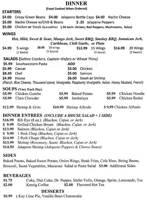 Menu at Red Heron Cafe, Williamston