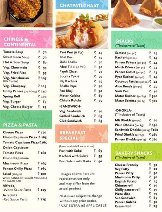 Menu of Bikanervala, Udyog Vihar, Gurgaon