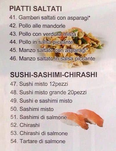 Menu di Ristorante Giapponese 