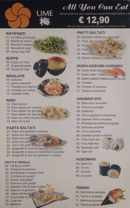 Menu di Ristorante Giapponese 