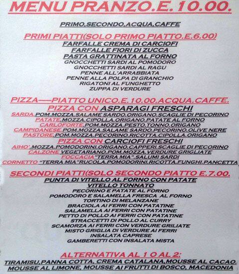 Menu di Terra Mia 