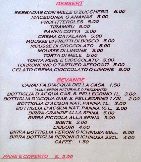 Menu di Terra Mia 
