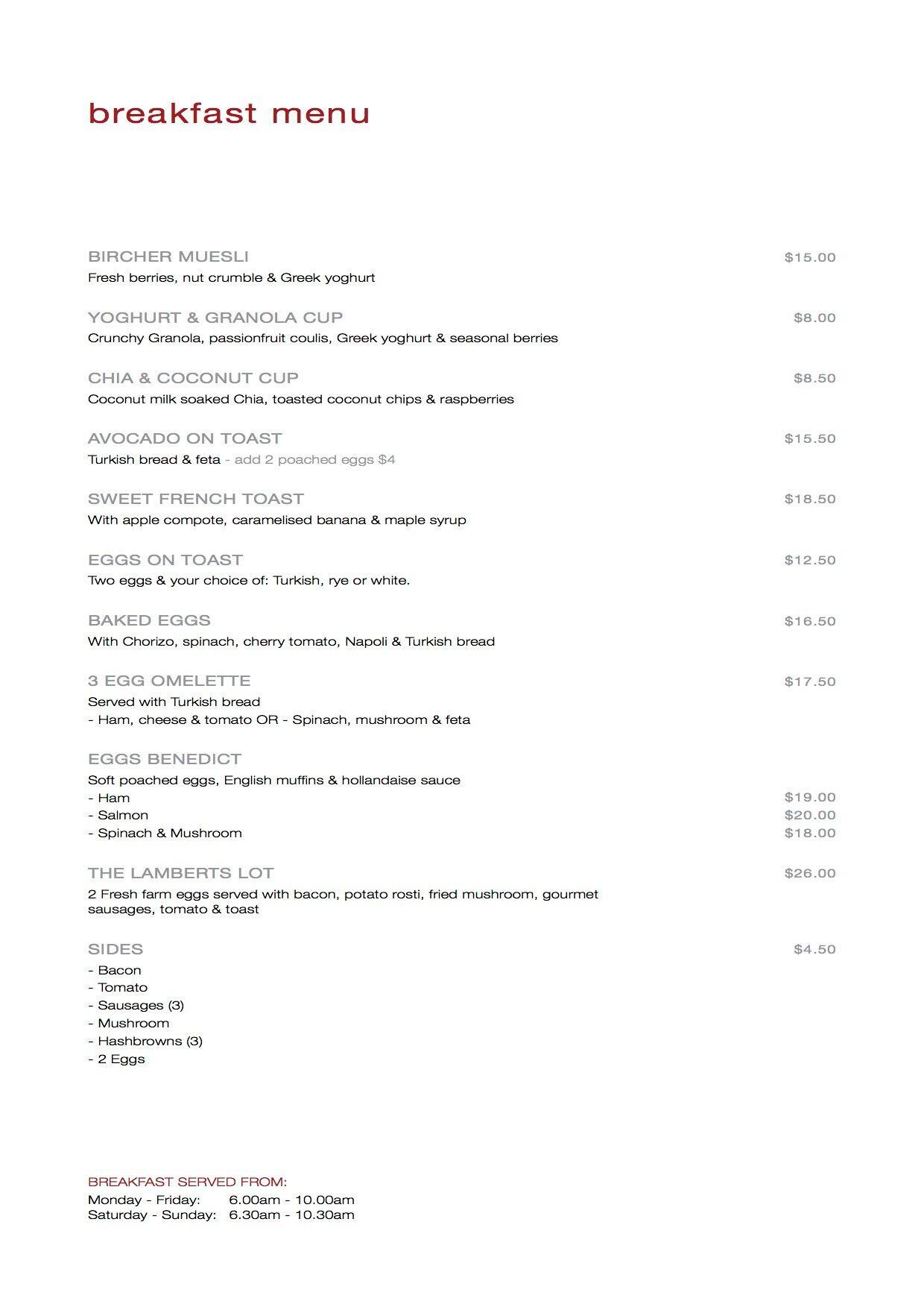 Lamberts Menu, Menu for Lamberts, Kangaroo Point, Brisbane Urbanspoon/Zomato