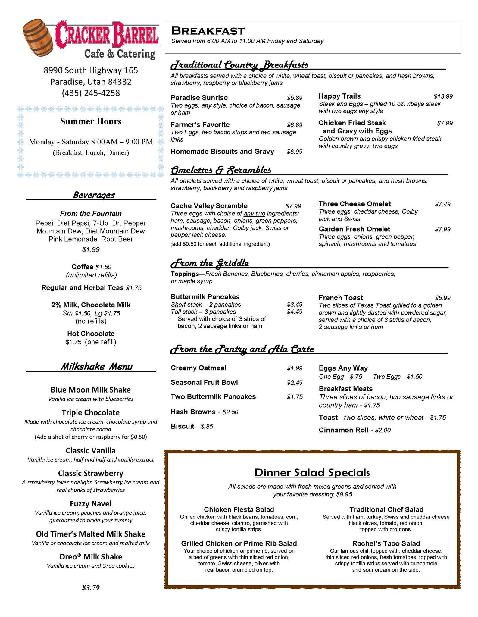Cracker Barrel Catering Menu Prices Shown In Images The Following Table 