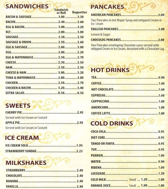 Menu at Junction Cafe, Watford, 101a St Albans Rd