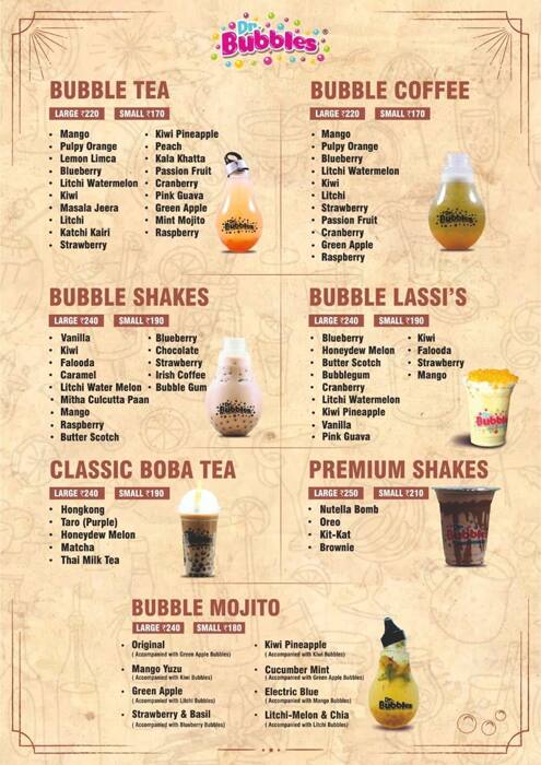 Easy Boba menu