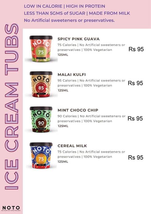 NOTO - Ice Creams & Desserts menu