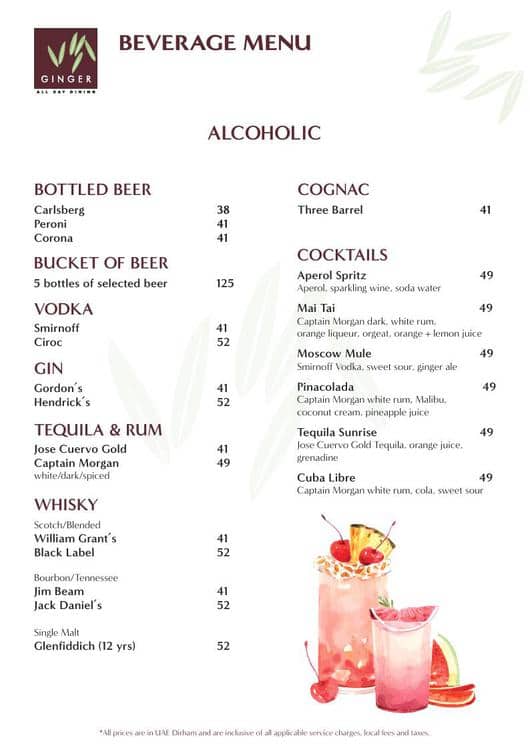 Menu at Cooper's Bar and Restaurant, Abu Dhabi