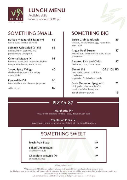 Menu at Cooper's Bar and Restaurant, Abu Dhabi