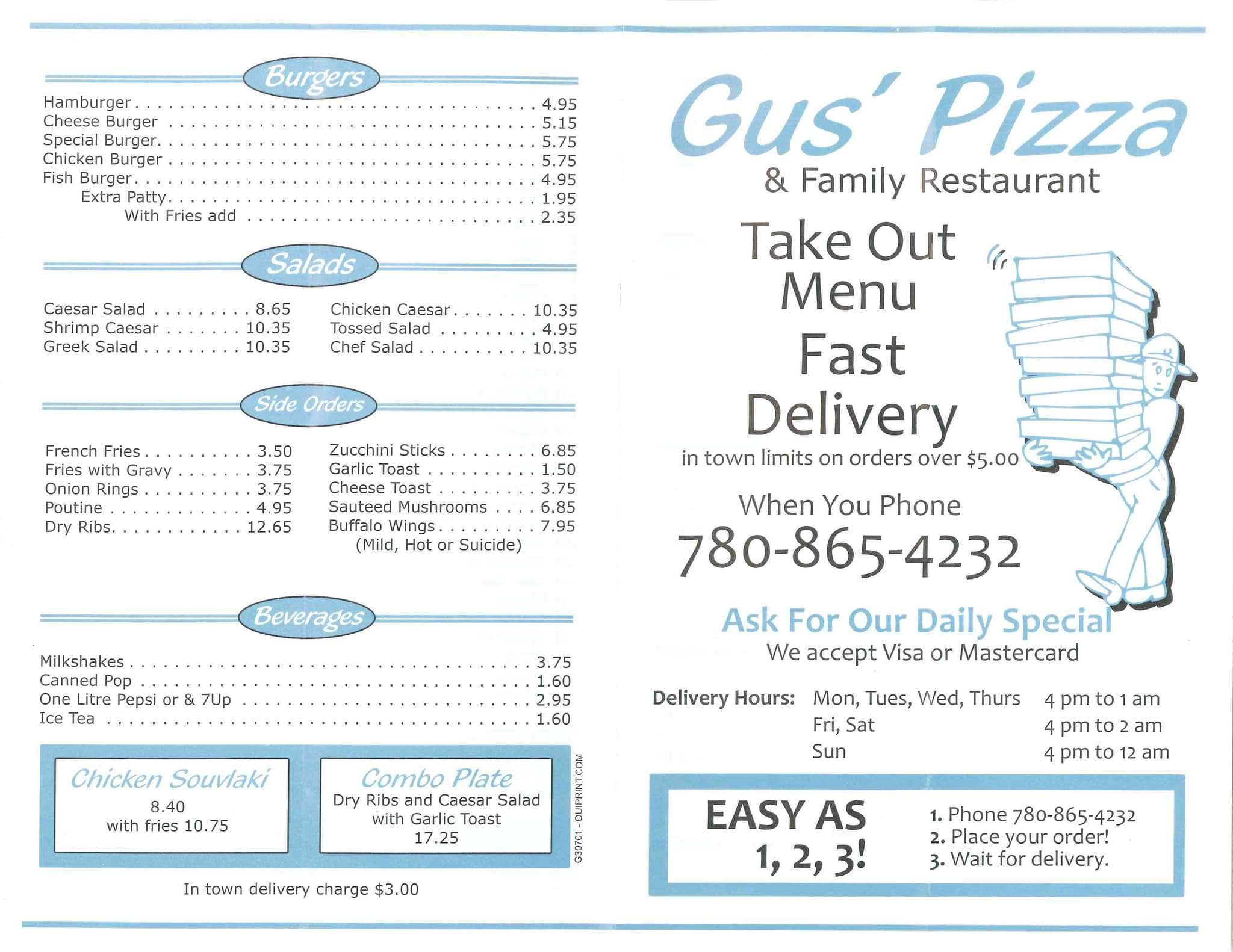 Gus's new york pizza hampton menu