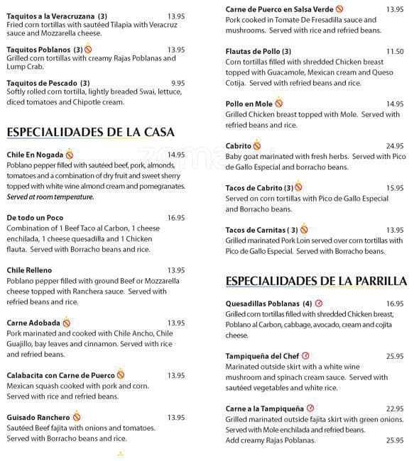 Menu at Soluna restaurant, San Antonio, Broadway 204