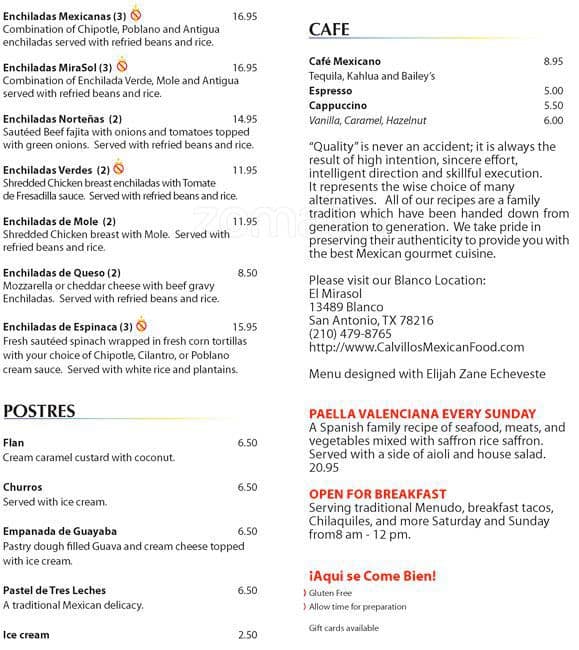 Menu at Soluna restaurant, San Antonio, Broadway 204