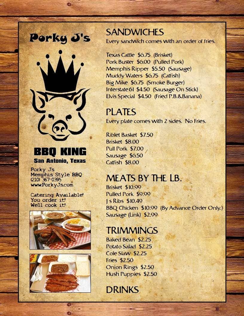 Porky J's Memphis Style BBQ Menu Urbanspoon/Zomato