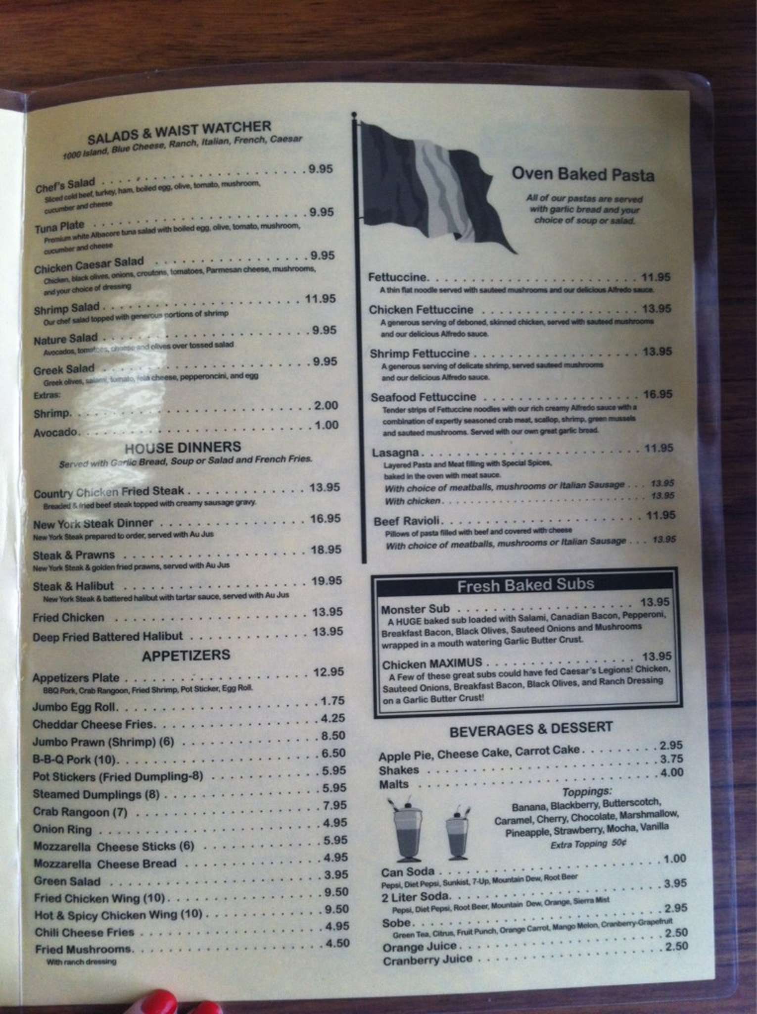 Menu at Fly In Restaurant, Anchorage