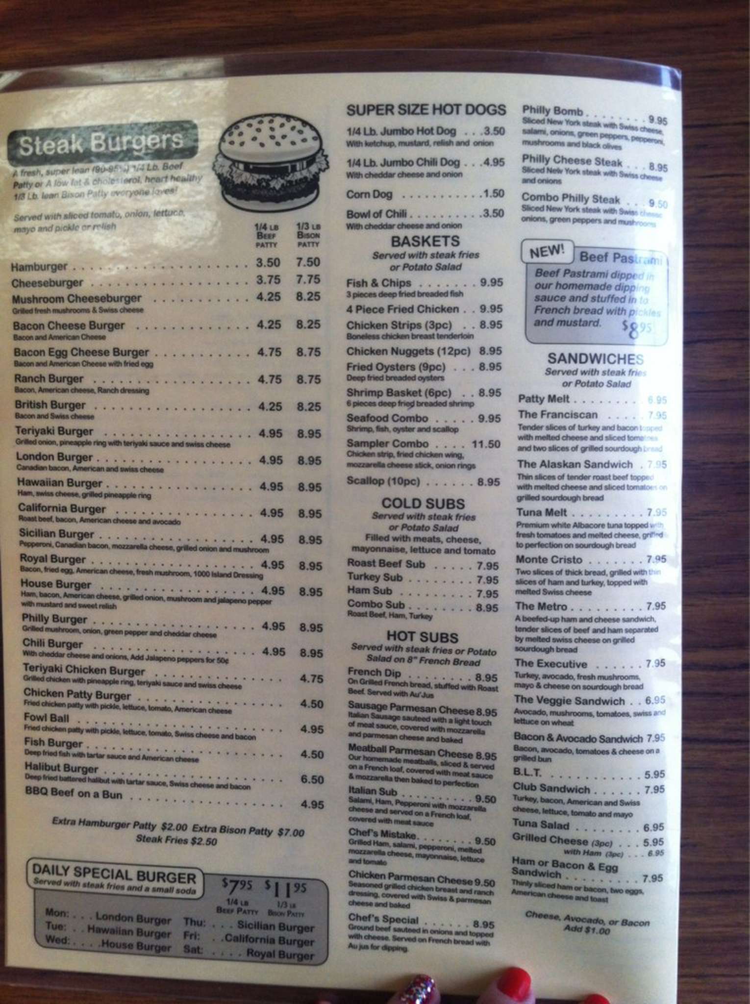 Menu at Fly in pizzeria, Anchorage