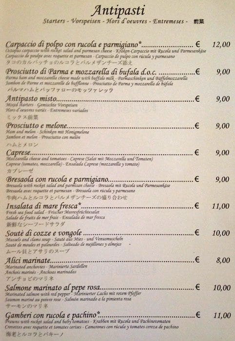 nuova stella a roma foto del menu con prezzi