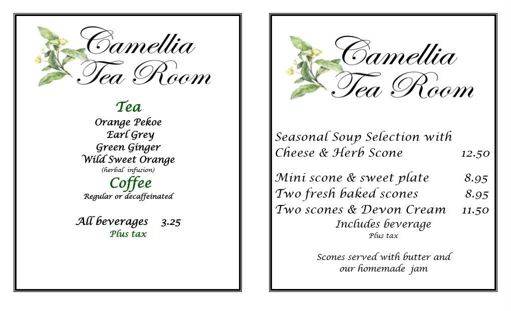 Camellia Tea Room Menu Menu For Camellia Tea Room Qualicum