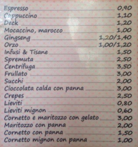 Menu di Scialla Gelateria 