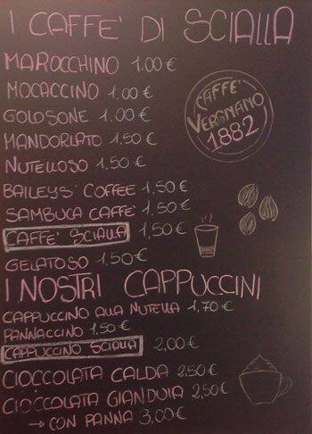 Menu di Scialla Gelateria 