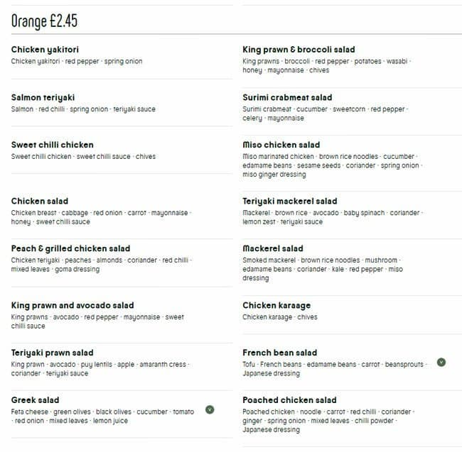 Menu at Wasabi Sushi & Bento restaurant, London, 1 New Change