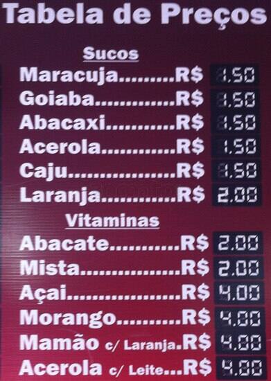 Stop Lanches cardápio