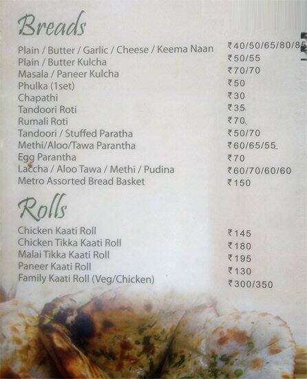 Menu at METRO DINE, Chennai, 115