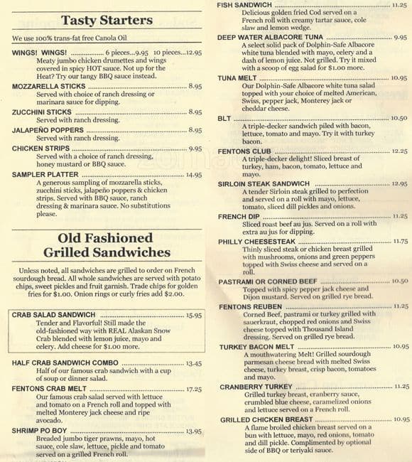 Fentons Menu, Menu for Fentons, Piedmont, Oakland Urbanspoon/Zomato