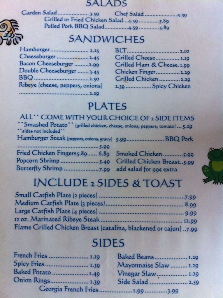 Swamp Johns Menu, Menu for Swamp Johns, Red Bay, Red Bay Urbanspoon