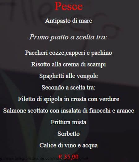 Menu di Ristorante L'Allegro 