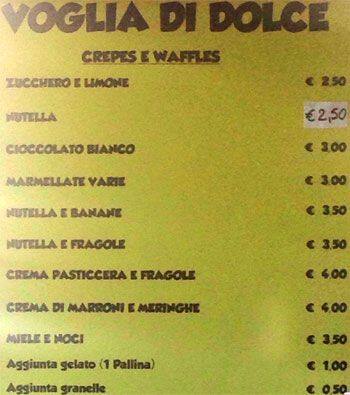 Menu di Gelateria Dal Mesa 
