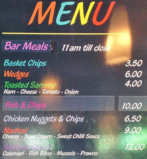 The Glasshouse Bar Menu, Menu for The Glasshouse Bar, Upper Hutt