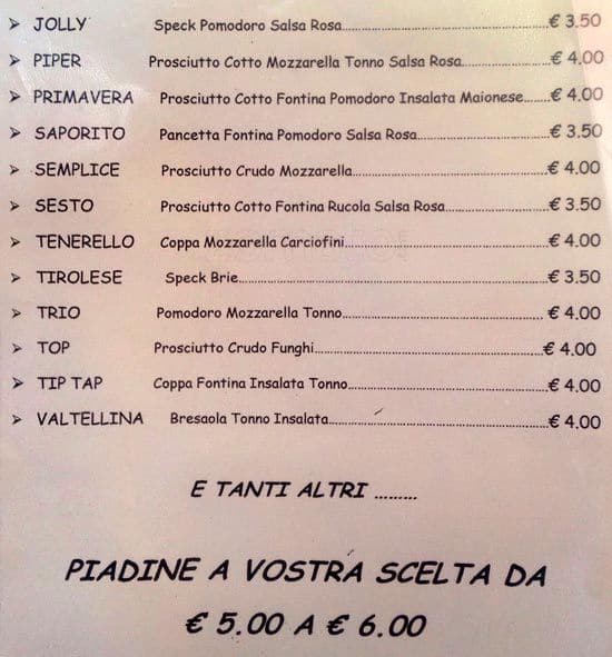Menu di Bar Sesto 