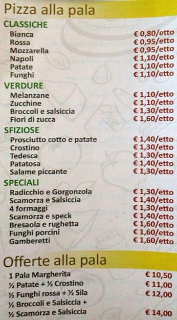 Menu di Pizzeria Poldino 