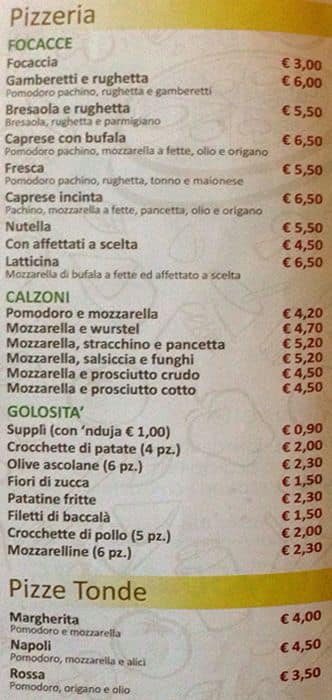 Menu di Pizzeria Poldino 