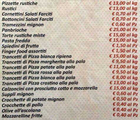 Menu di Pizzeria Poldino 